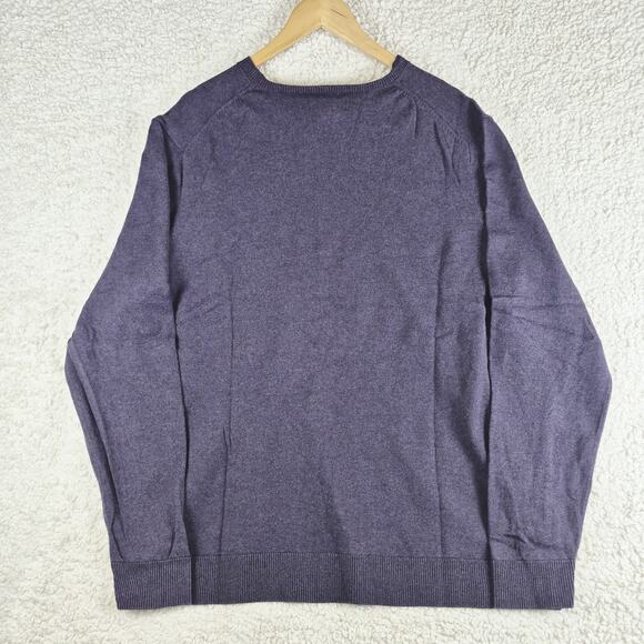 Eddie Bauer Sweater Mens XLT Purple Cotton Cashmere V Neck Pullover Lightweight - Picture 7 of 8